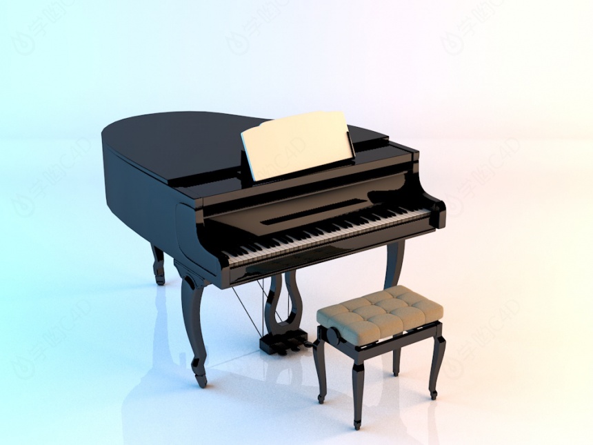 欧式钢琴带琴谱C4D模型