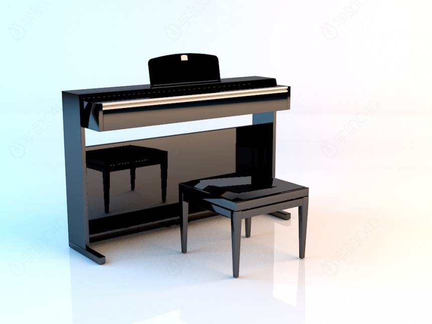 音乐钢琴带凳子C4D模型