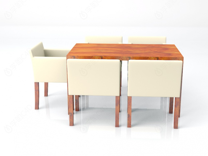 简单餐桌椅组合C4D模型