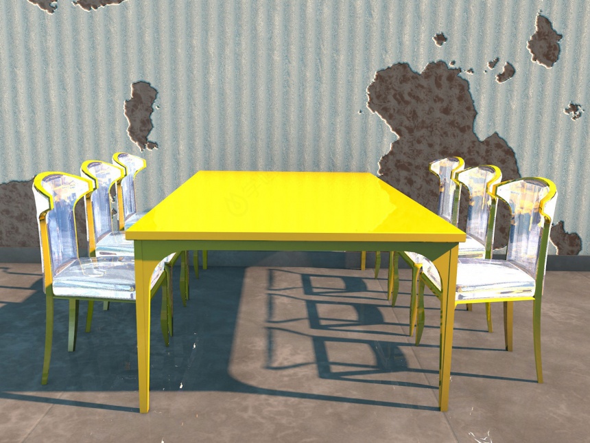 简约桌椅组合C4D模型