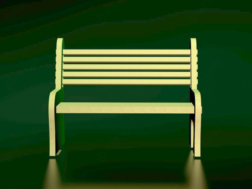 实木休闲排椅C4D模型