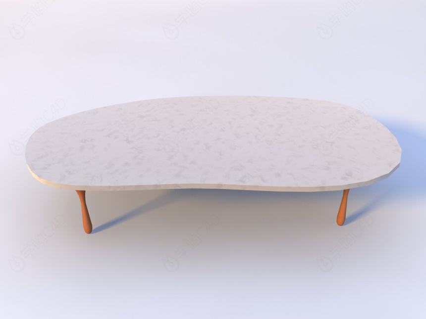 玻璃台面椭圆桌C4D模型