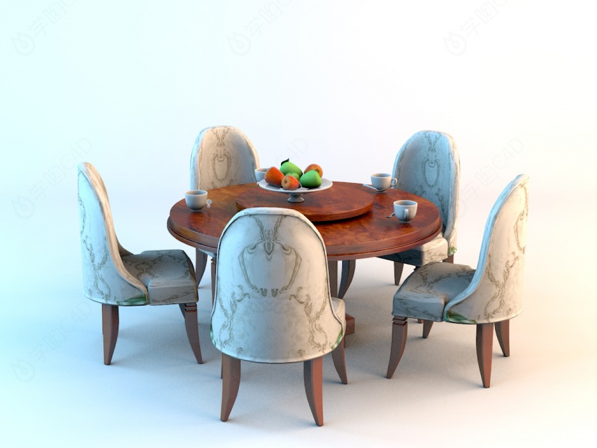 五人餐桌椅C4D模型