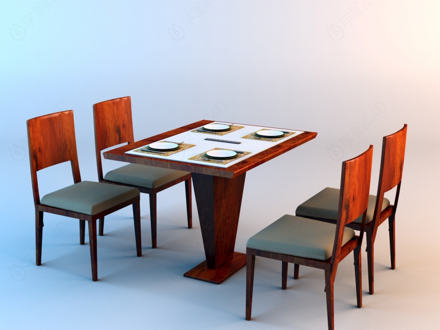 餐桌椅组合C4D模型