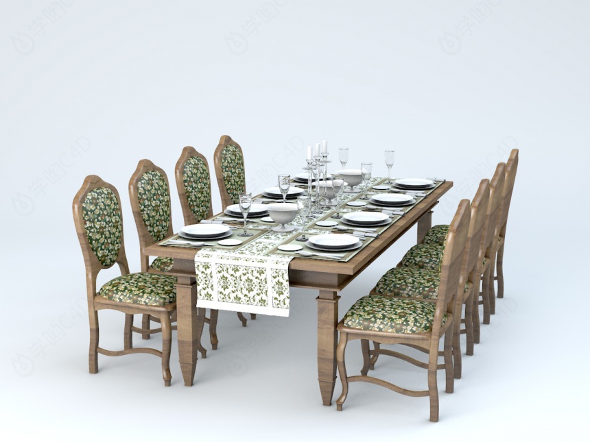 欧式餐桌椅C4D模型