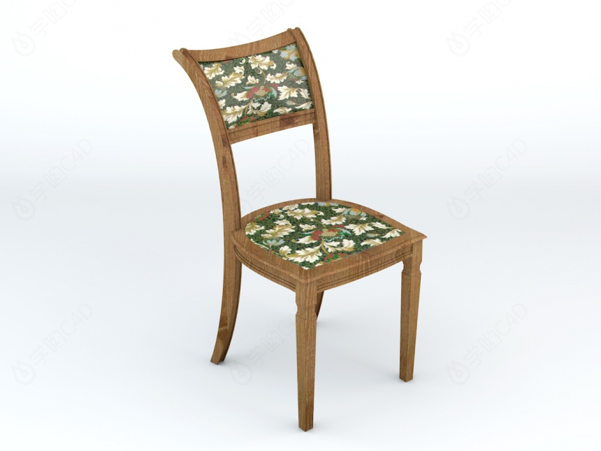实木餐椅C4D模型