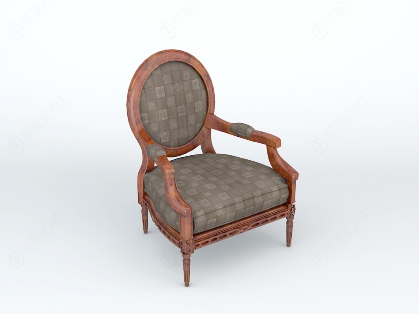 欧式古典沙发椅C4D模型