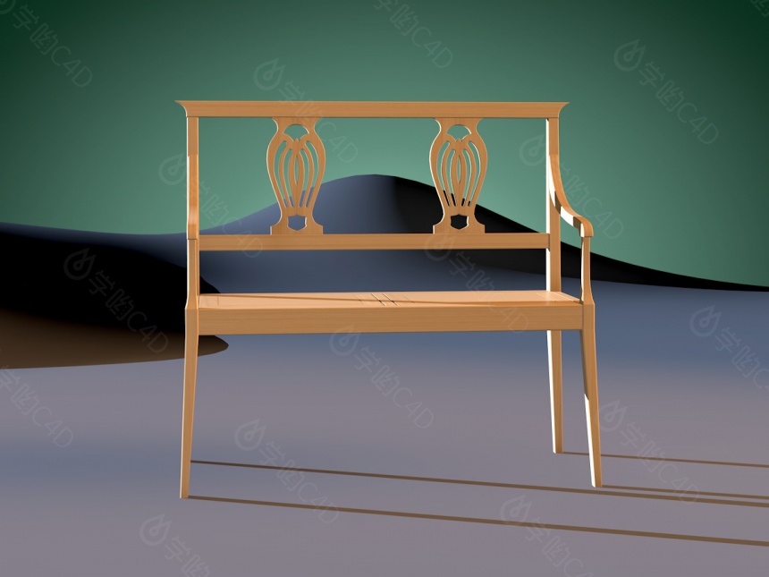 实木长椅C4D模型