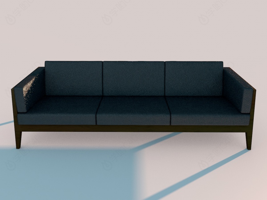 灰色布艺沙发C4D模型