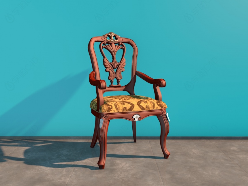 中式软座椅C4D模型