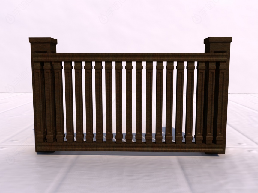 木质栏杆C4D模型