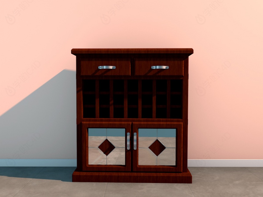 中式实木古典柜子C4D模型