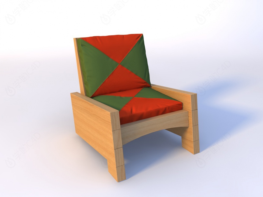 木质个性沙发C4D模型