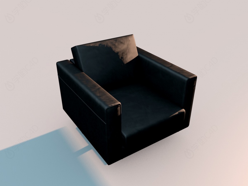 棕色方形单人沙发C4D模型