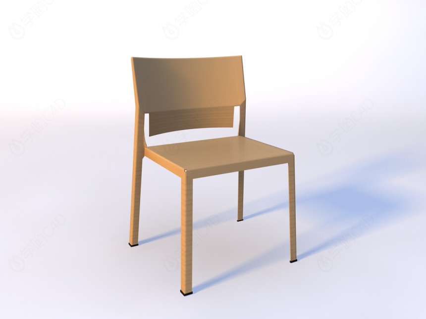 简约木质椅子C4D模型