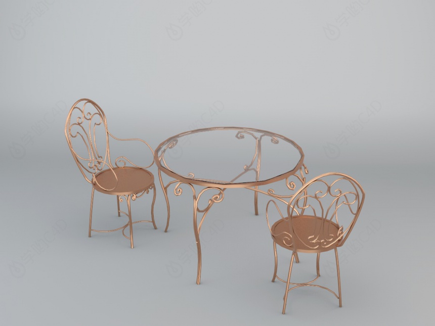铁艺户外桌椅C4D模型