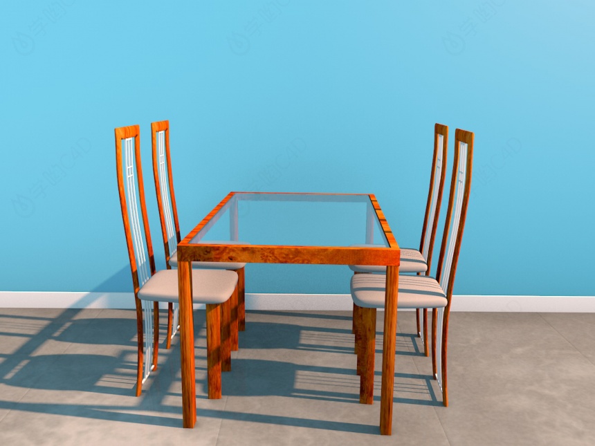 简约中式餐桌椅C4D模型