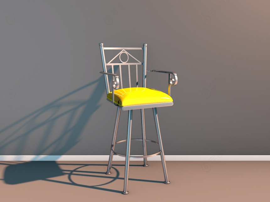 铁艺软座吧椅C4D模型
