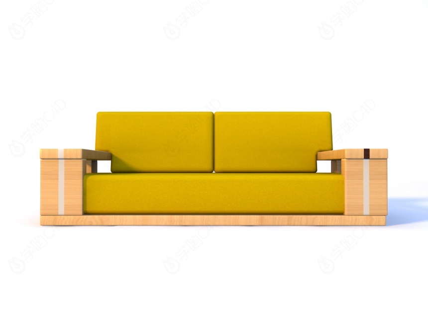 双人布艺沙发C4D模型