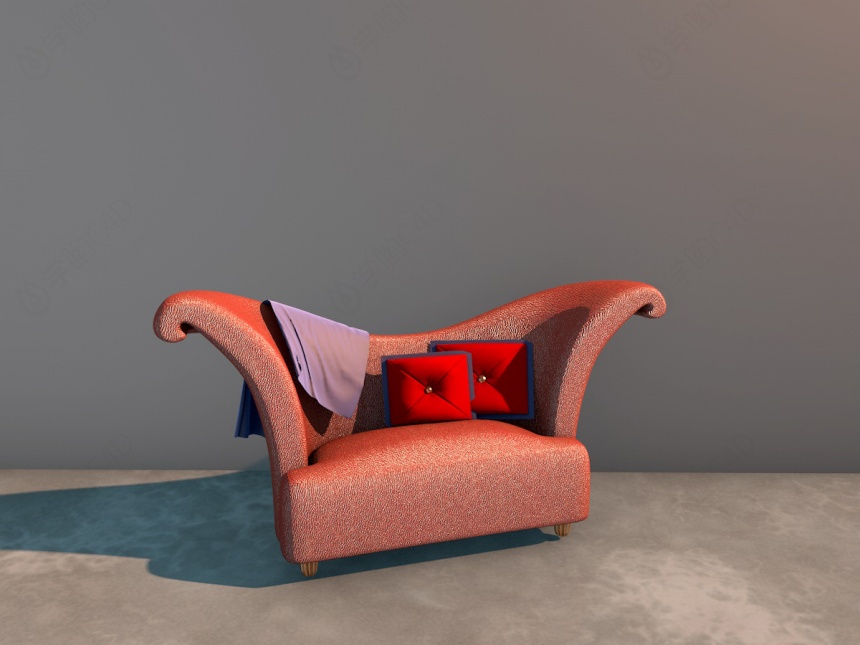 红色沙发C4D模型