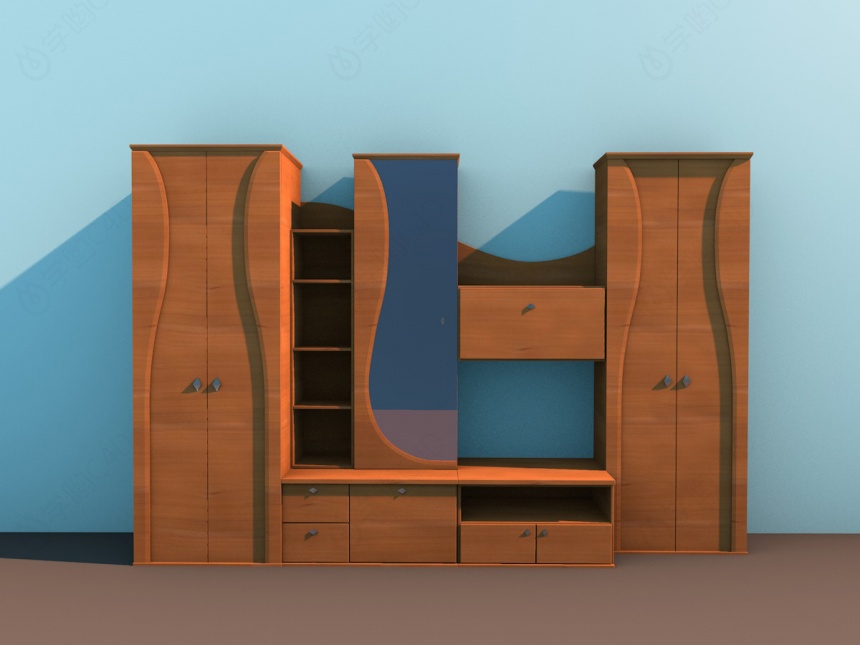 木质衣柜C4D模型