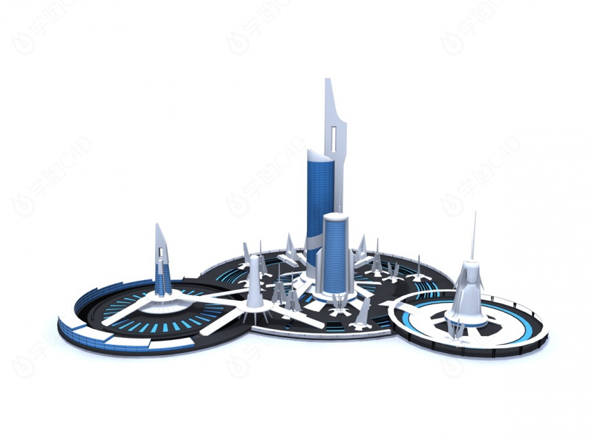 未来科幻城市1C4D模型