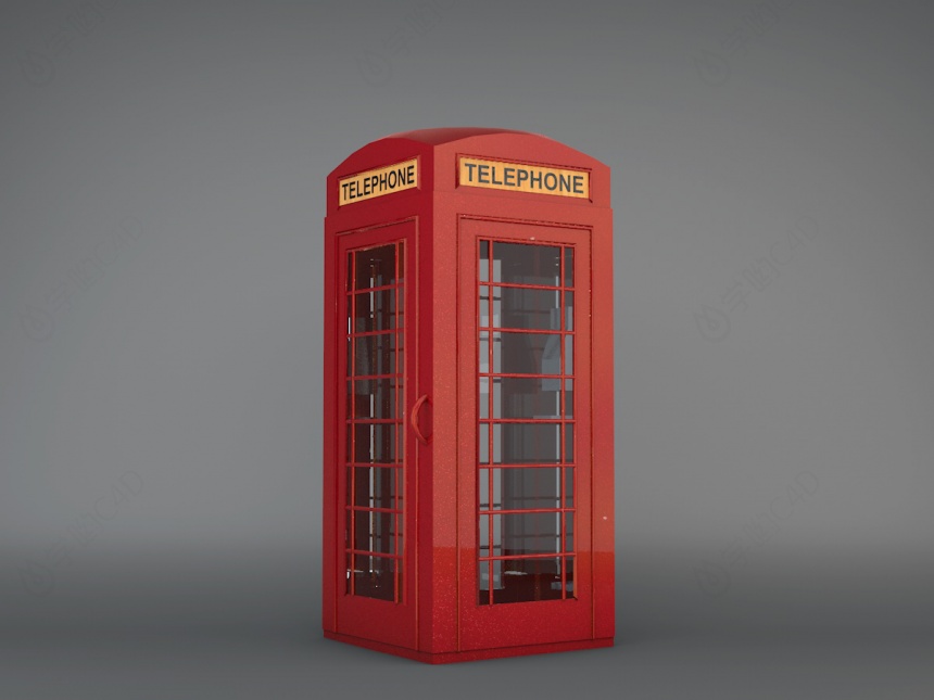 红色电话亭C4D模型