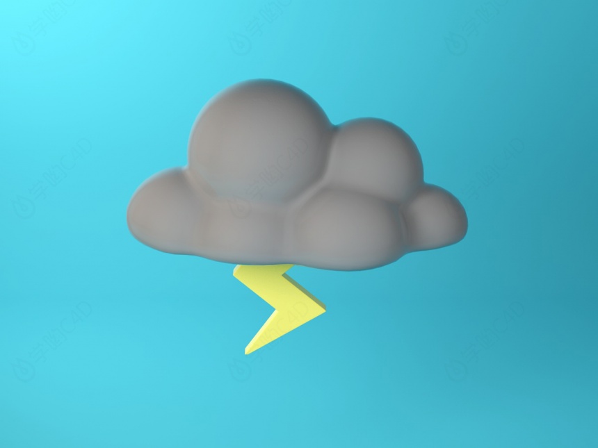 乌云闪电C4D模型