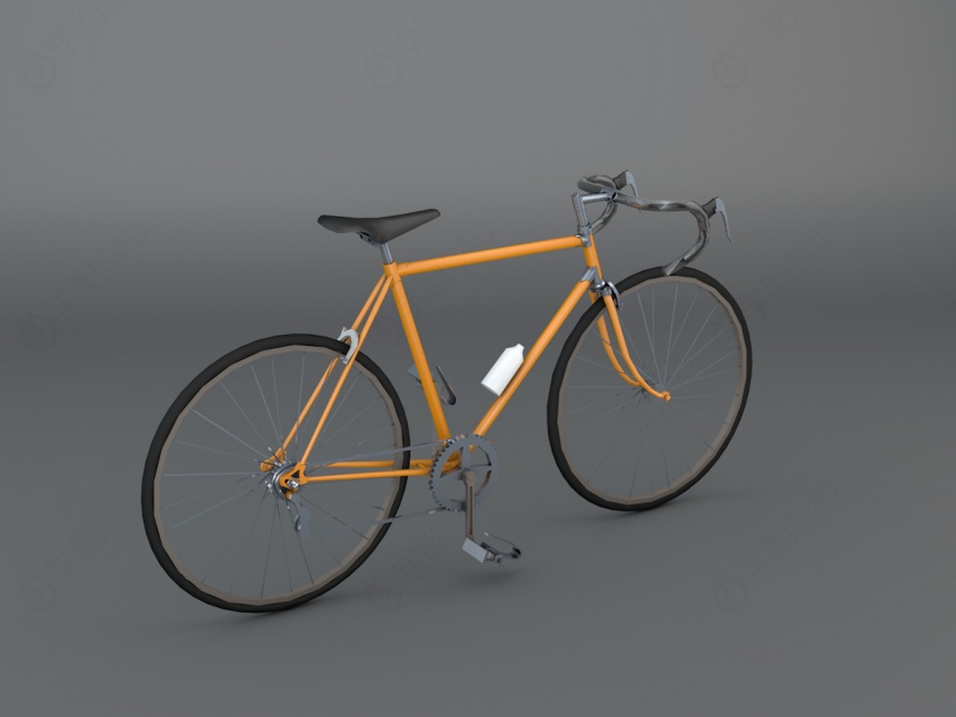 新款黄色自行车C4D模型