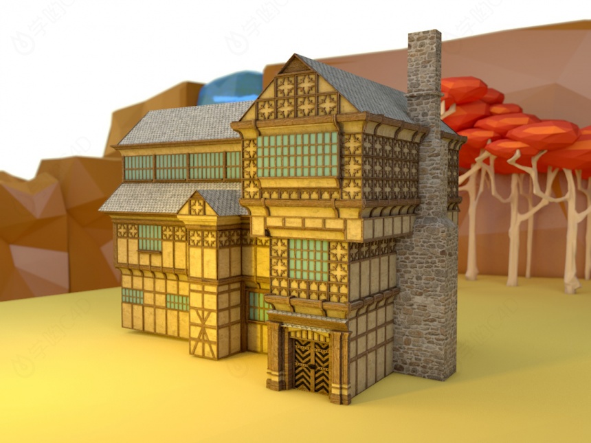 古建别墅C4D模型