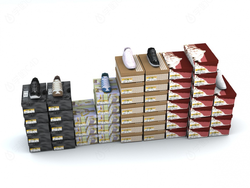 鞋盒组合C4D模型