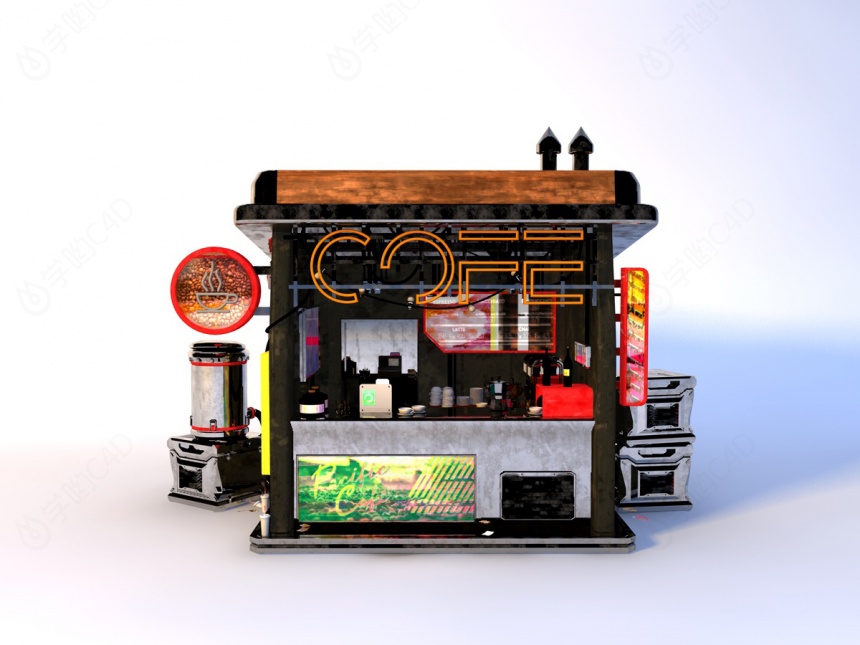 咖啡店C4D模型