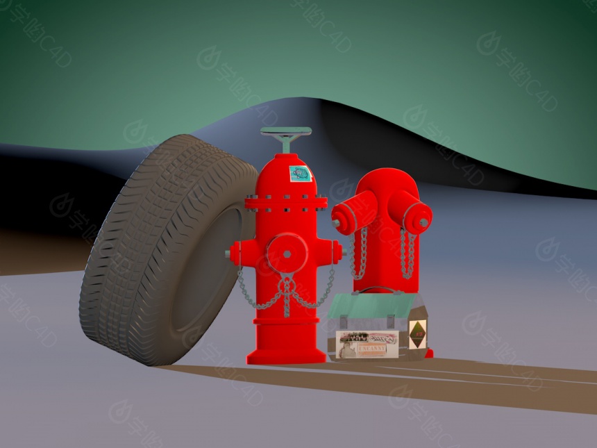 消防栓和轮胎C4D模型