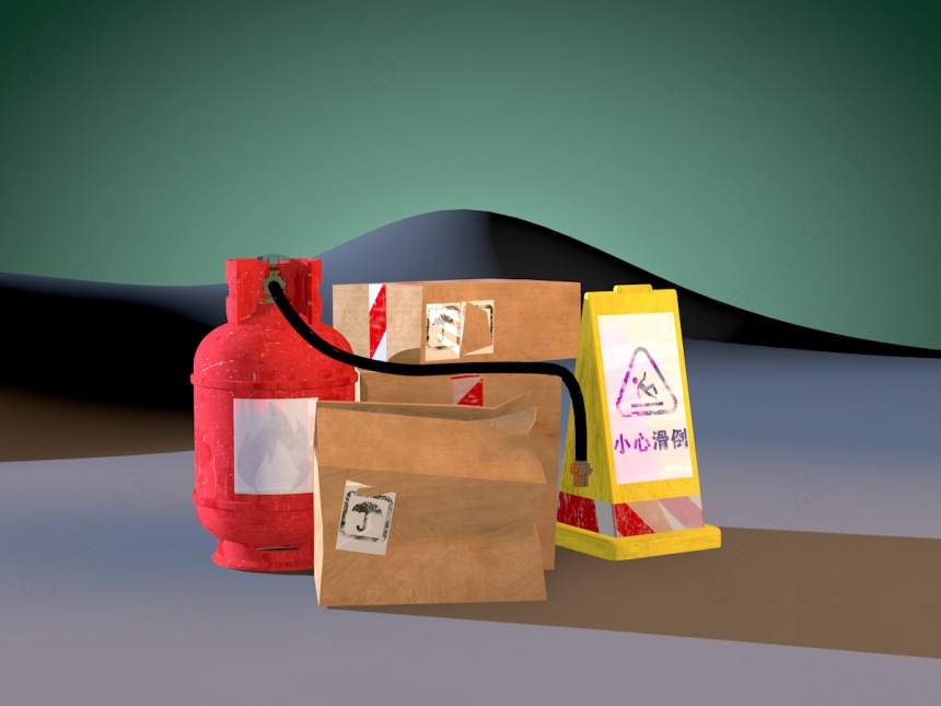 纸袋和煤气罐C4D模型