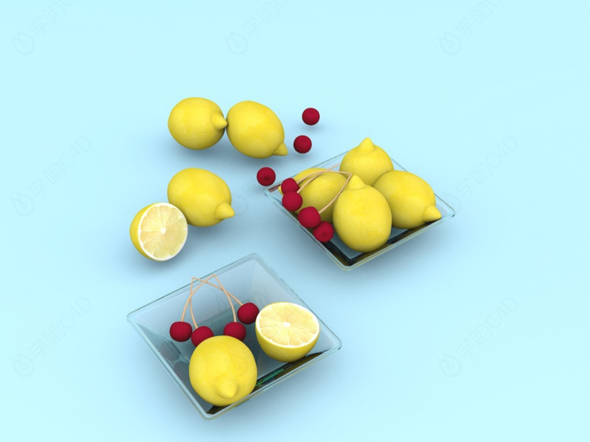 半个柠檬水果C4D模型