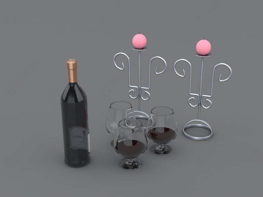 红酒C4D模型