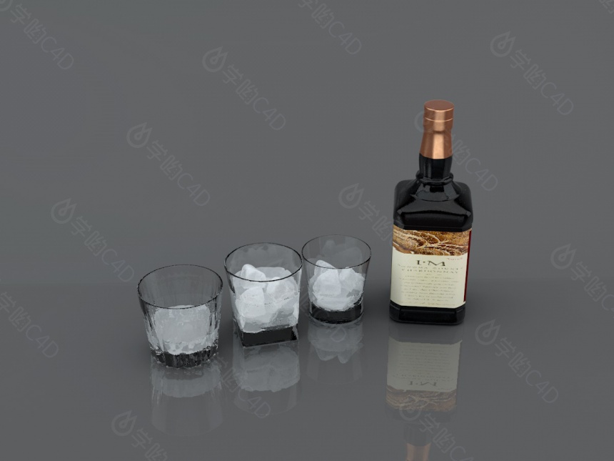威士忌酒C4D模型