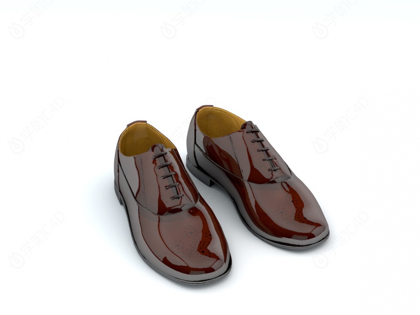 男士系带皮鞋C4D模型