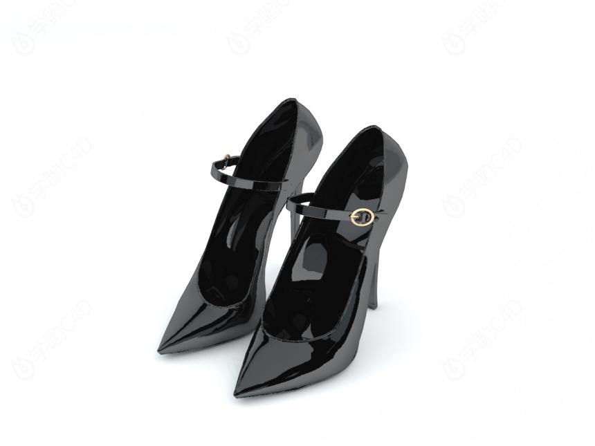 黑色高跟鞋C4D模型
