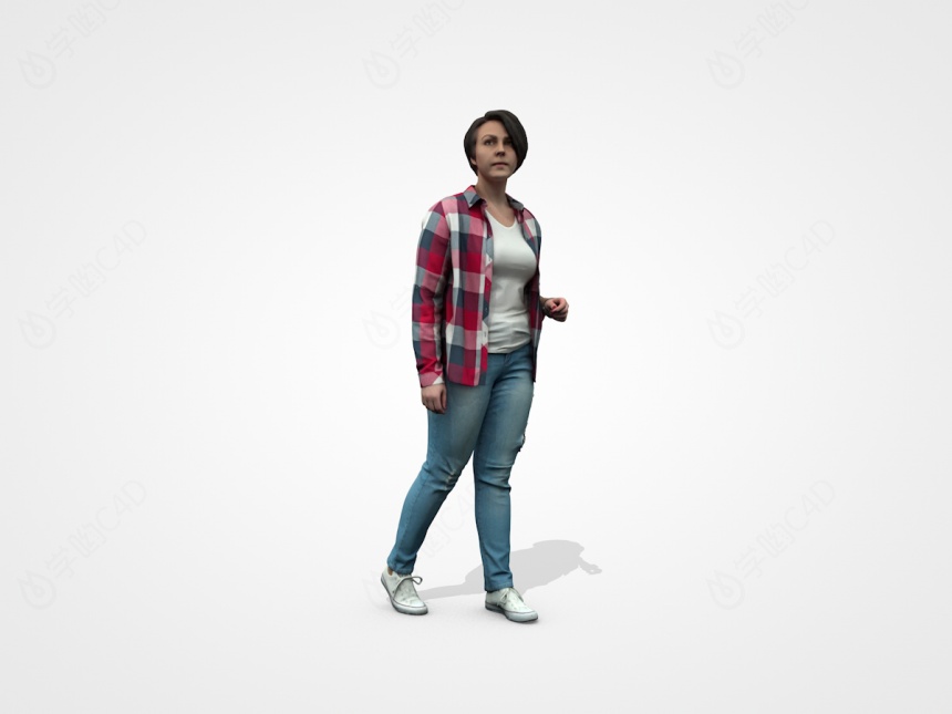 站着的牛仔裤中年女人C4D模型