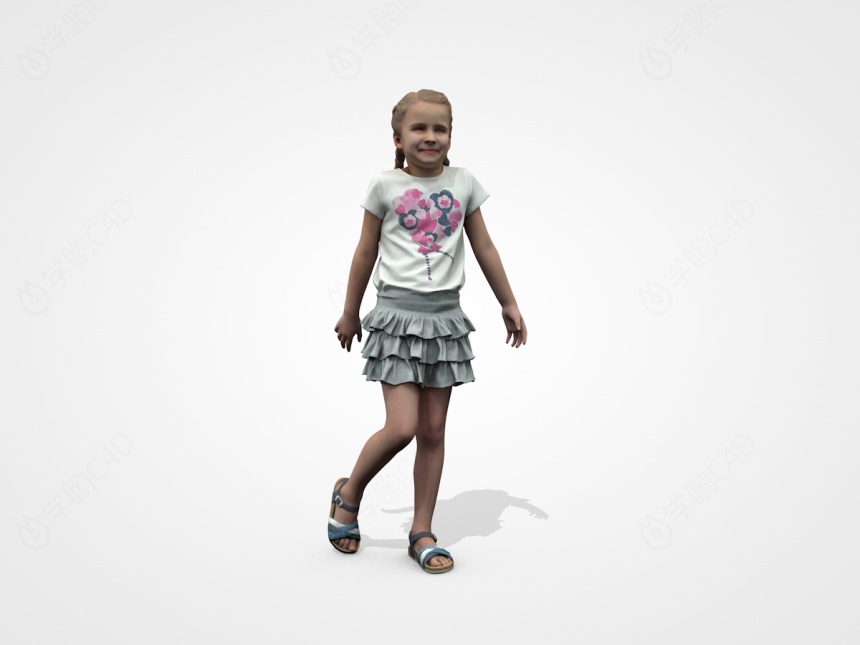 玩耍的小女孩C4D模型