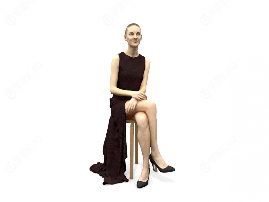 商务人士坐着的女人C4D模型
