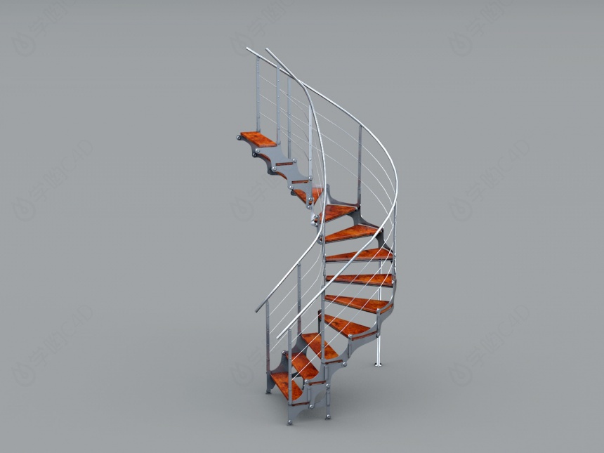 不锈钢扶手梯C4D模型