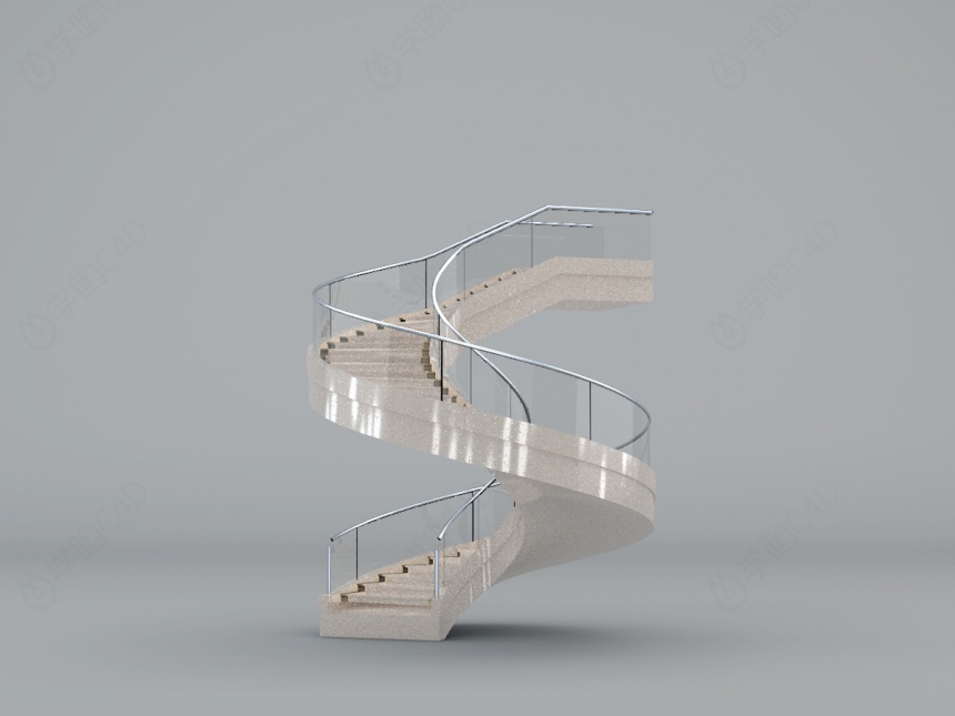 大型旋转楼梯C4D模型