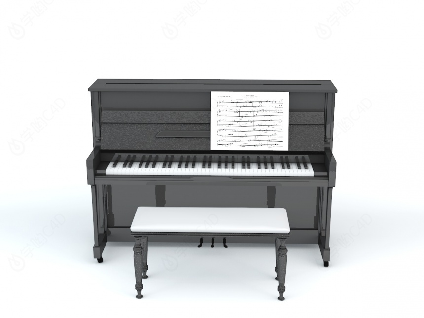 钢琴带乐谱C4D模型