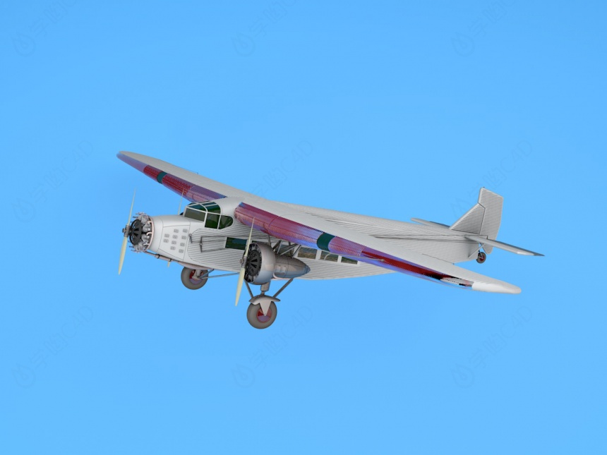 灰色玩具飞机C4D模型