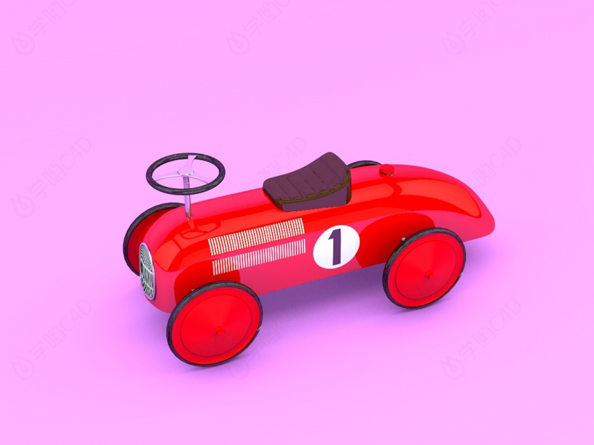红色卡丁车C4D模型