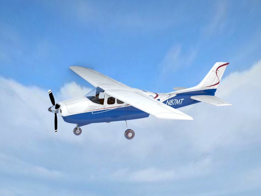 螺旋桨飞机C4D模型