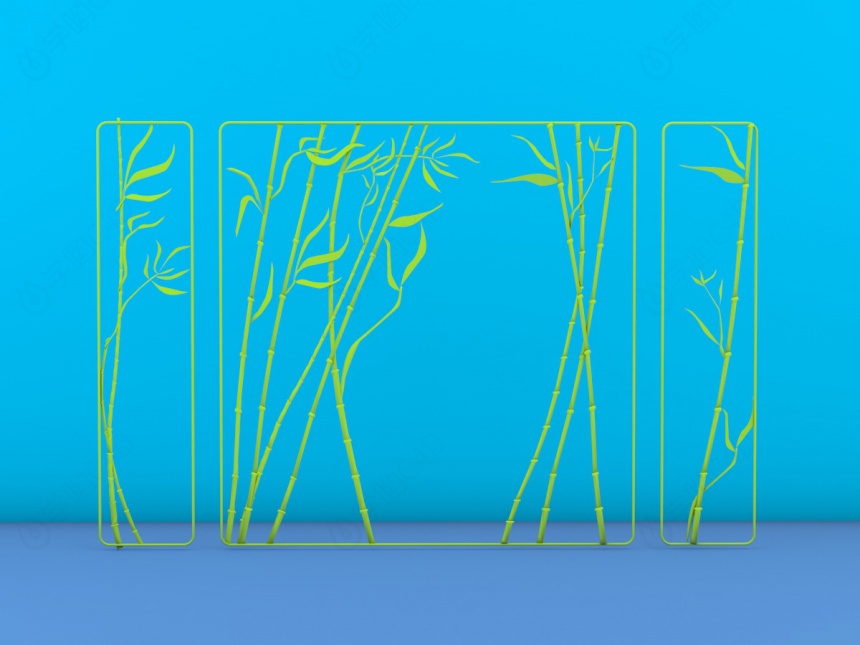 竹子镂空屏风C4D模型