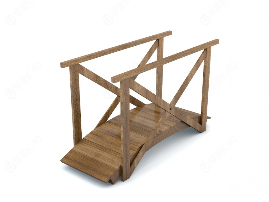 木质小拱桥C4D模型